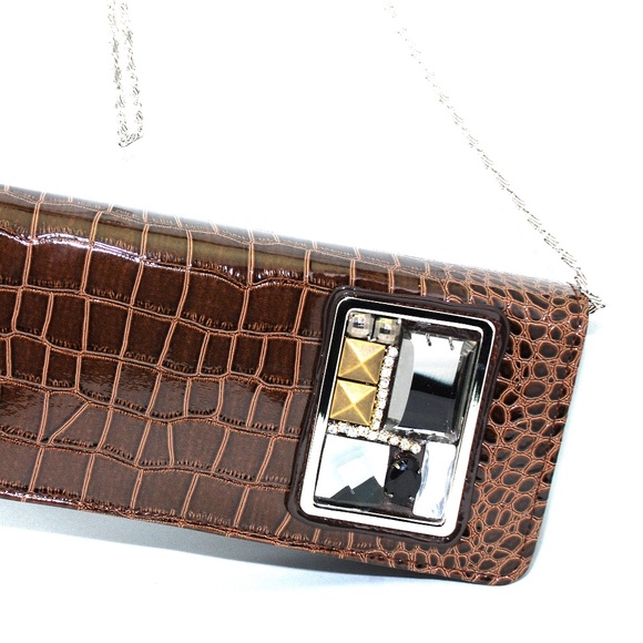 Brown Alligator Evening Clutch | Purse | Handbag (vegan) - Picture 5 of 5